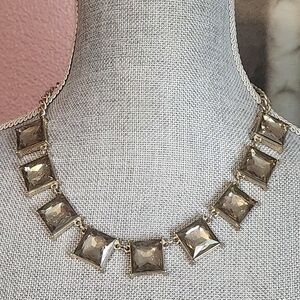 Chico's Silver Necklace with Square Accents